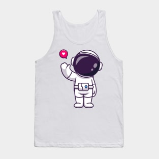 Cute Astronaut Waving Hand Cartoon Tank Top